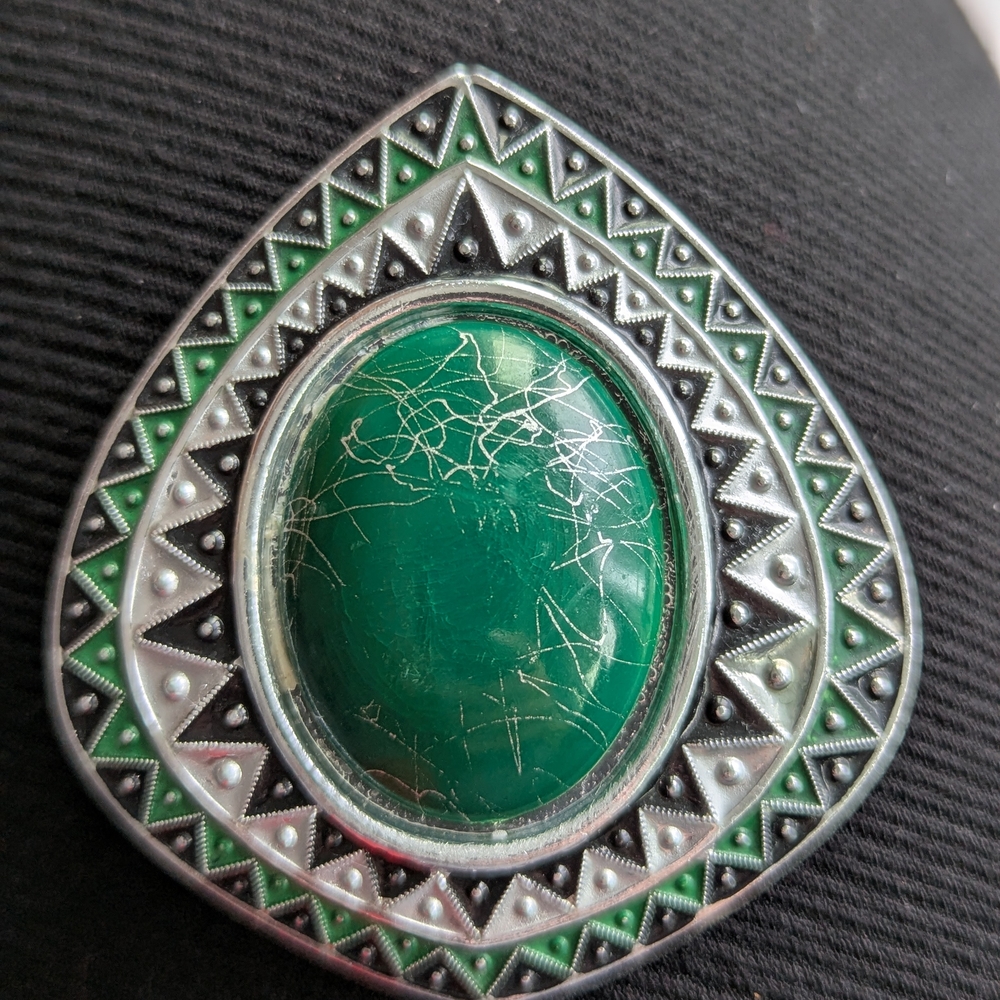 Green and Silver Geometric Pendant